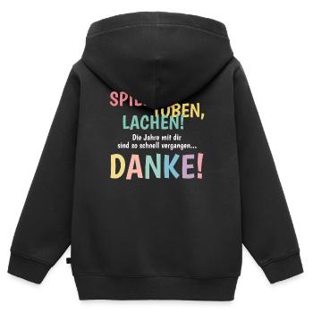 Kindergarten Abschiedsgeschenk für die Erzieherin - Kinder Premium Organic Zip Hoodie - Schwarz - Hinten - AI Model Kid Male (0cm)