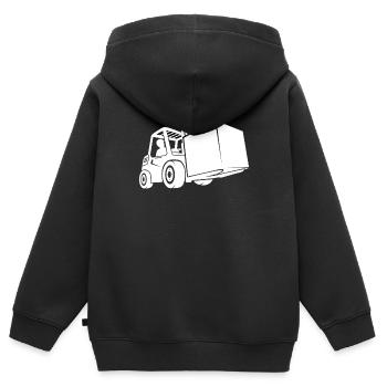 Chariot élévateur élévateur stockeur cadeau - Sweat Premium à capuche zippé enfant bio - noir - Dos - AI Model Kid Male (0cm)
