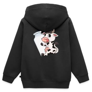 Kuh Milch - Kinder Premium Organic Zip Hoodie - Schwarz - Hinten - AI Model Kid Male (0cm)