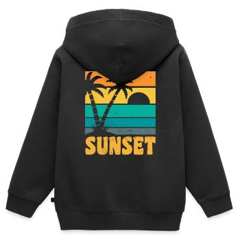 Sunset Retro Style - Kinder Premium Organic Zip Hoodie - Schwarz - Hinten - AI Model Kid Male (0cm)