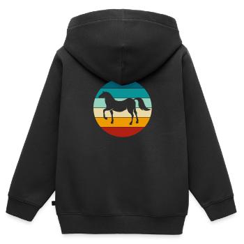 Chevaux Chevaux Chevaux Cheval Cheval Vintage Pony Cadeau - Sweat Premium à capuche zippé enfant bio - noir - Dos - AI Model Kid Male (0cm)