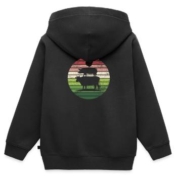 ferme animaux vache bovin porc poulet coq farmer - Sweat Premium à capuche zippé enfant bio - noir - Dos - AI Model Kid Male (0cm)