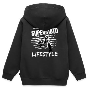 Supermoto / Supermotard / Supermoto Wheelie - Kinder Premium Organic Zip Hoodie - Schwarz - Hinten - AI Model Kid Male (0cm)