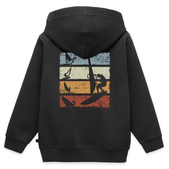 Vintage Windsurfing - Sweat Premium à capuche zippé enfant bio - noir - Dos - AI Model Kid Male (0cm)