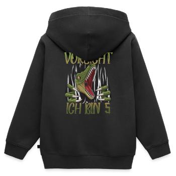 Dinosaurier 5 Geburtstag Deko ich bin 5 Dino Junge - Kinder Premium Organic Zip Hoodie - Schwarz - Hinten - AI Model Kid Male (0cm)
