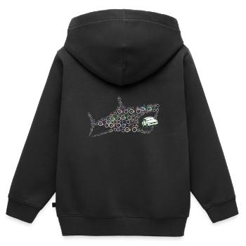 Hai Fisch frisst Auto Fahrrad Radfahrer Klima - Kinder Premium Organic Zip Hoodie - Schwarz - Hinten - AI Model Kid Male (0cm)