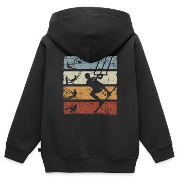Vintage Kiteboarding - Kinder Premium Organic Zip Hoodie - Schwarz - Hinten - AI Model Kid Male (0cm)