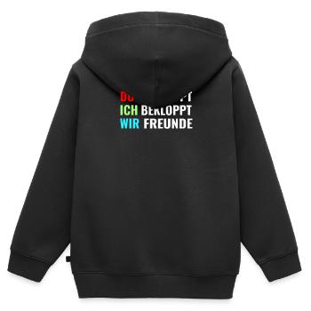 Du bekloppt Ich bekloppt Wir freunde Kommunikation - Kinder Premium Organic Zip Hoodie - Schwarz - Hinten - AI Model Kid Male (0cm)