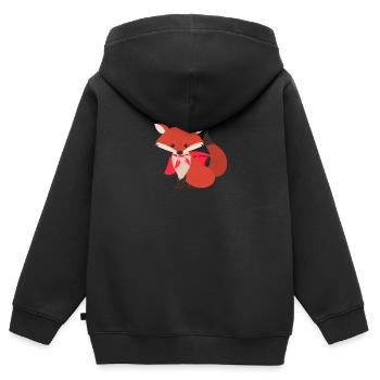 Renard Super-héros - Sweat Premium à capuche zippé enfant bio - noir - Dos - AI Model Kid Male (0cm)