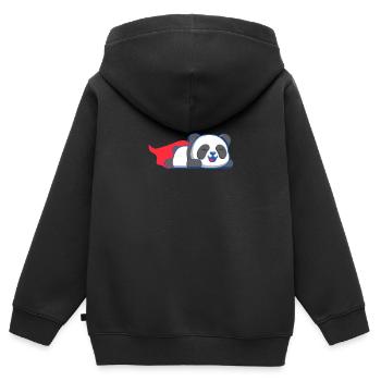 Panda Superhéros - Sweat Premium à capuche zippé enfant bio - noir - Dos - AI Model Kid Male (0cm)