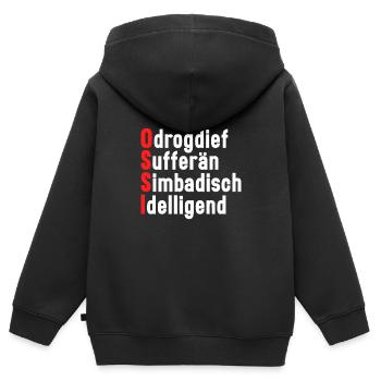 DDR Ostdeutschland witziger lustiger Ossi - Kinder Premium Organic Zip Hoodie - Schwarz - Hinten - AI Model Kid Male (0cm)