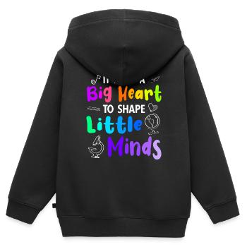 It Takes a Big Heart to Shape Little Minds - Sweat Premium à capuche zippé enfant bio - noir - Dos - AI Model Kid Male (0cm)