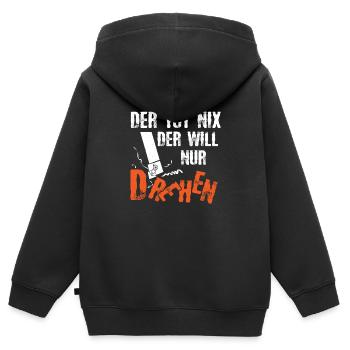 Der Tut Nix Der Will Nur Drehen Zerspaner - Kinder Premium Organic Zip Hoodie - Schwarz - Hinten - AI Model Kid Male (0cm)