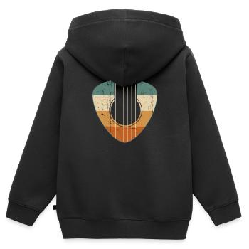 Vintage Guitar Pick Guitarist Acoustic Player - Sweat Premium à capuche zippé enfant bio - noir - Dos - AI Model Kid Male (0cm)