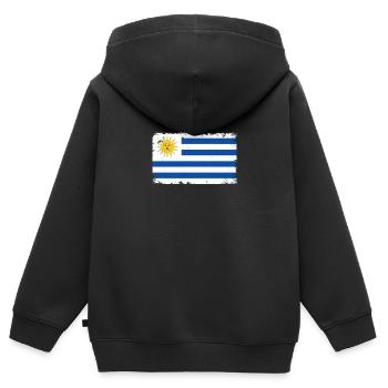 Uruguay Herzschlag Flagge Vintage Uruguay - Sweat Premium à capuche zippé enfant bio - noir - Dos - AI Model Kid Male (0cm)