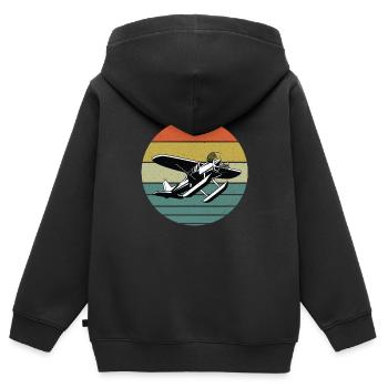 Avion - Sweat Premium à capuche zippé enfant bio - noir - Dos - AI Model Kid Male (0cm)