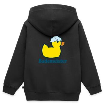 Bademeister Gummiente - Kinder Premium Organic Zip Hoodie - Schwarz - Hinten - AI Model Kid Male (0cm)