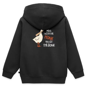 Mess With The Honk You Get Bonk Duck Goose Honk - Sweat Premium à capuche zippé enfant bio - noir - Dos - AI Model Kid Male (0cm)