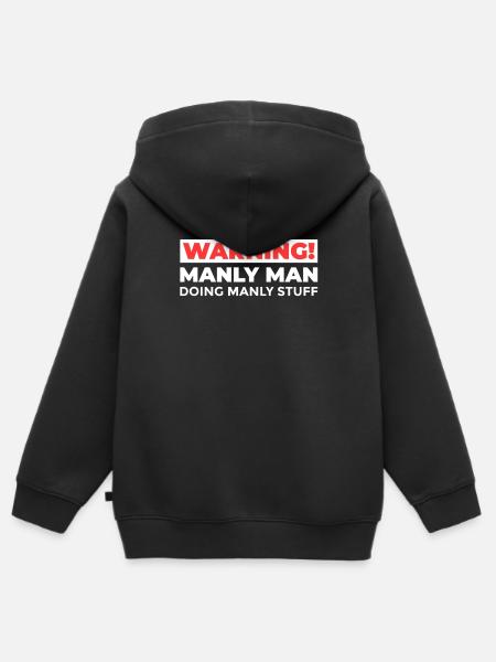 Warning Manly Man - Kinder Premium Organic Zip Hoodie - Schwarz