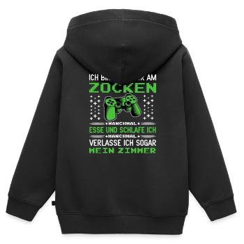Gamer Zocken Gaming Zocker Videospiel Zocken - Kinder Premium Organic Zip Hoodie - Schwarz - Hinten - AI Model Kid Male (0cm)