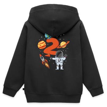 Astronaut anniversaire 2 ans - Sweat Premium à capuche zippé enfant bio - noir - Dos - AI Model Kid Male (0cm)