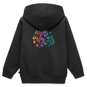 Musical Instrument Notes Musical Notes Music - Kinder Premium Organic Zip Hoodie - Schwarz - Hinten - AI Model Kid Male (0cm)