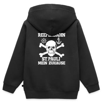 Cooles Reeperbahn St. Pauli Design - Kinder Premium Organic Zip Hoodie - Schwarz - Hinten - AI Model Kid Male (0cm)