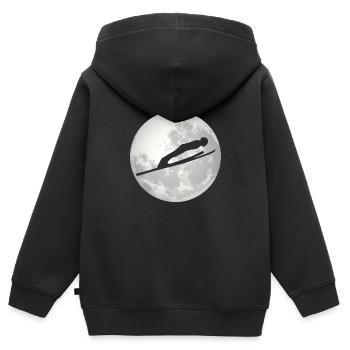 Ski Jumper Moon Gift - Kids Premium Organic Zip-up Hoodie - black - Back - AI Model Kid Male (0cm)