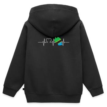 Tansania Herzschlag Flagge Vintage Tansania - Kinder Premium Organic Zip Hoodie - Schwarz - Hinten - AI Model Kid Male (0cm)