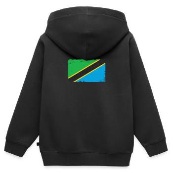 Tansania Herzschlag Flagge Vintage Tansania - Kinder Premium Organic Zip Hoodie - Schwarz - Hinten - AI Model Kid Male (0cm)
