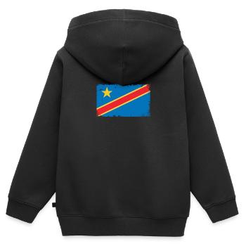 Kongo Herzschlag Flagge Vintage Kongo - Kinder Premium Organic Zip Hoodie - Schwarz - Hinten - AI Model Kid Male (0cm)