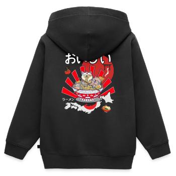 Katzen in Ramen Nudeln Kawaii Japan Design - Kinder Premium Organic Zip Hoodie - Schwarz - Hinten - AI Model Kid Male (0cm)
