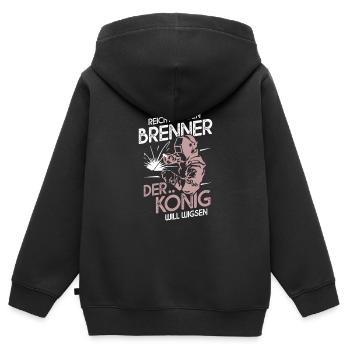 Reicht Mir Den Brenner Der König Will Wigsen - Kinder Premium Organic Zip Hoodie - Schwarz - Hinten - AI Model Kid Male (0cm)