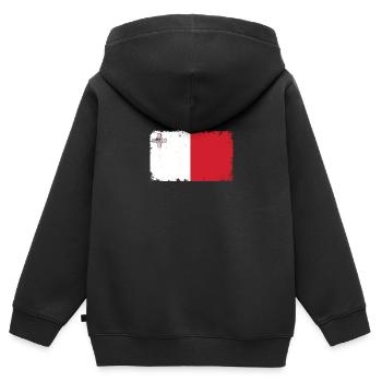Malta Heartbeat Flag Vintage Malta - Kids Premium Organic Zip-up Hoodie - black - Back - AI Model Kid Male (0cm)