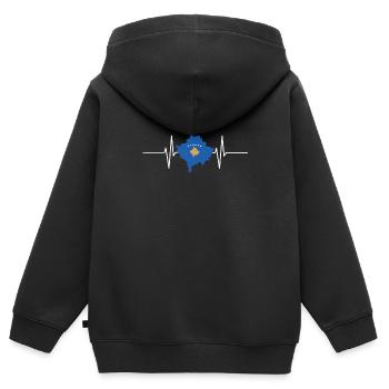 Kosovo Herzschlag Flagge Vintage Kosovo - Kinder Premium Organic Zip Hoodie - Schwarz - Hinten - AI Model Kid Male (0cm)