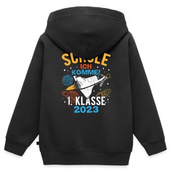 Schule Ich Komme - 1.Klasse 2022 Geschnek Einschul - Kinder Premium Organic Zip Hoodie - Schwarz - Hinten - AI Model Kid Male (0cm)