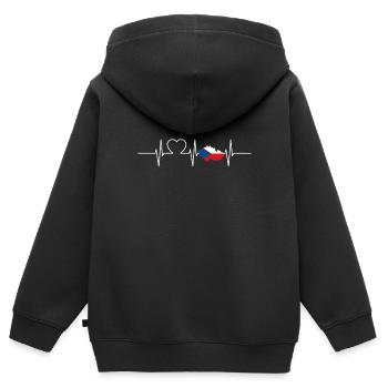 Tschechien Herzschlag Flagge Vintage Tschechien - Kinder Premium Organic Zip Hoodie - Schwarz - Hinten - AI Model Kid Male (0cm)