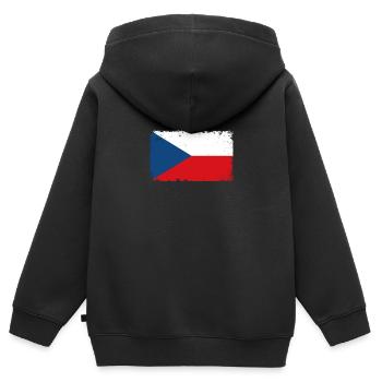 Tschechien Herzschlag Flagge Vintage Tschechien - Kinder Premium Organic Zip Hoodie - Schwarz - Hinten - AI Model Kid Male (0cm)