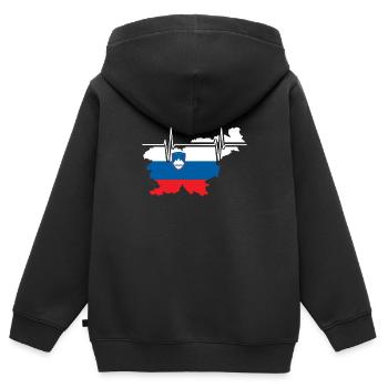Slowenien Herzschlag Flagge Vintage Slowenien - Kinder Premium Organic Zip Hoodie - Schwarz - Hinten - AI Model Kid Male (0cm)
