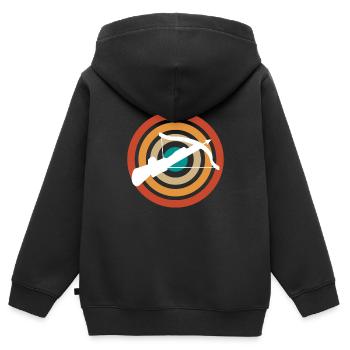Rétro rétro tireur d’arbalète cadeau - Sweat Premium à capuche zippé enfant bio - noir - Dos - AI Model Kid Male (0cm)