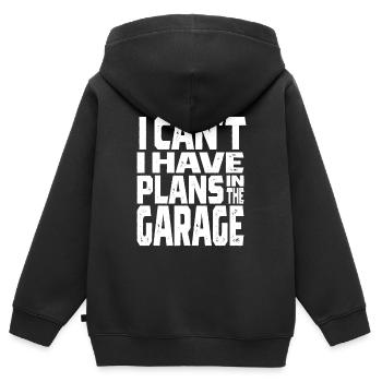 Ich kann nicht, ich habe Pläne in der Garage Automechaniker - Kinder Premium Organic Zip Hoodie - Schwarz - Hinten - AI Model Kid Male (0cm)