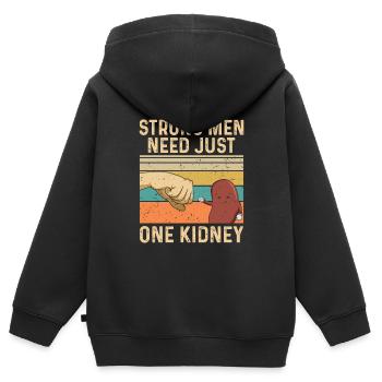 Starke Männer brauchen nur eine Niere Zitat für - Kinder Premium Organic Zip Hoodie - Schwarz - Hinten - AI Model Kid Male (0cm)