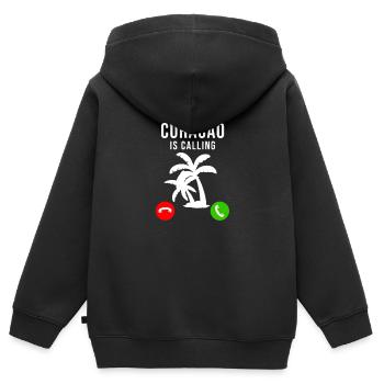 Curacao - Kinder Premium Organic Zip Hoodie - Schwarz - Hinten - AI Model Kid Male (0cm)