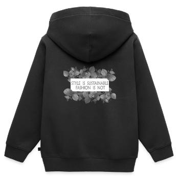 Nachhaltigkeit - Kinder Premium Organic Zip Hoodie - Schwarz - Hinten - AI Model Kid Male (0cm)
