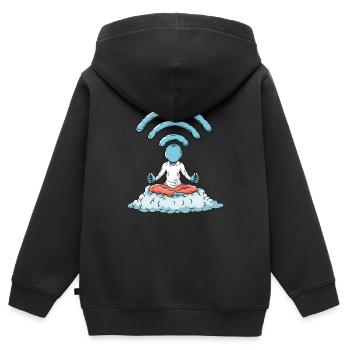Ordinateur Nerd WiFi - Sweat Premium à capuche zippé enfant bio - noir - Dos - AI Model Kid Male (0cm)