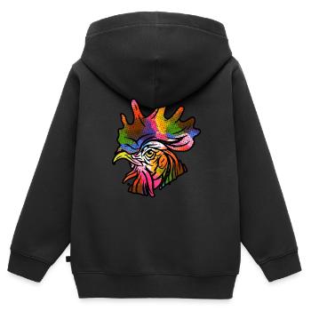Rooster - Kids Premium Organic Zip-up Hoodie - black - Back - AI Model Kid Male (0cm)