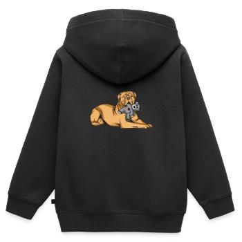 Bordeauxdogge - Kinder Premium Organic Zip Hoodie - Schwarz - Hinten - AI Model Kid Male (0cm)