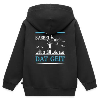 moin sabbel nich dat geit plattdeutsch norddeutsch - Kinder Premium Organic Zip Hoodie - Schwarz - Hinten - AI Model Kid Male (0cm)