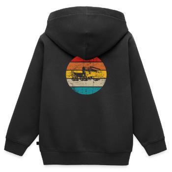 Bétonnière Chantier Mixer Rétro Cadeau - Sweat Premium à capuche zippé enfant bio - noir - Dos - AI Model Kid Male (0cm)