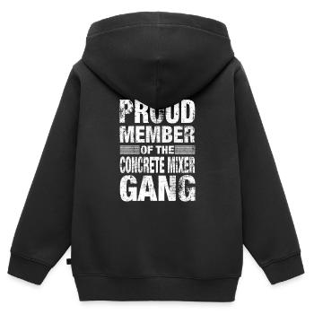 Bétonnière Bétonnière De chantier Mixer Disant Cadeau - Sweat Premium à capuche zippé enfant bio - noir - Dos - AI Model Kid Male (0cm)